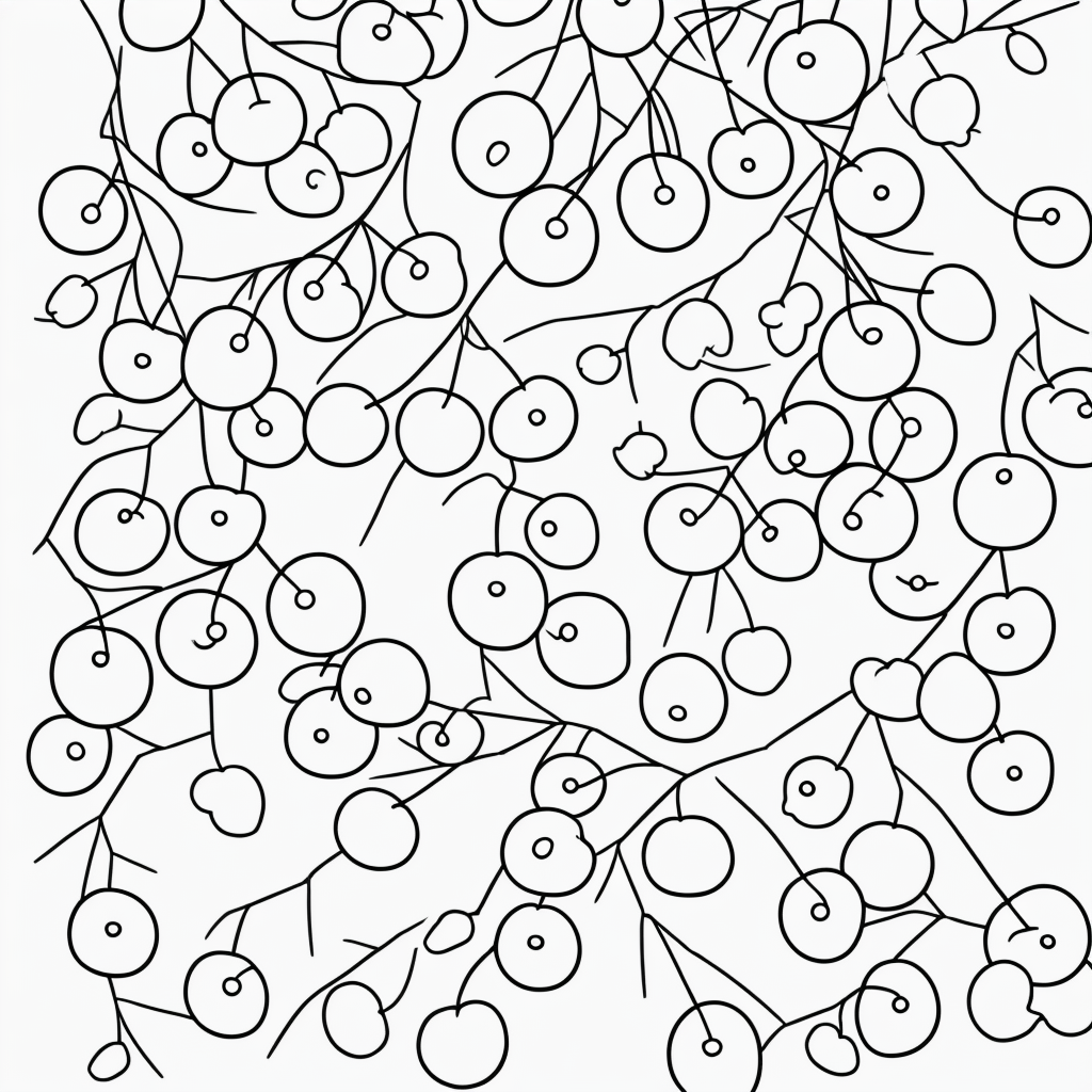 Explore Cherry Cartoon Line Art for Coloring Fun