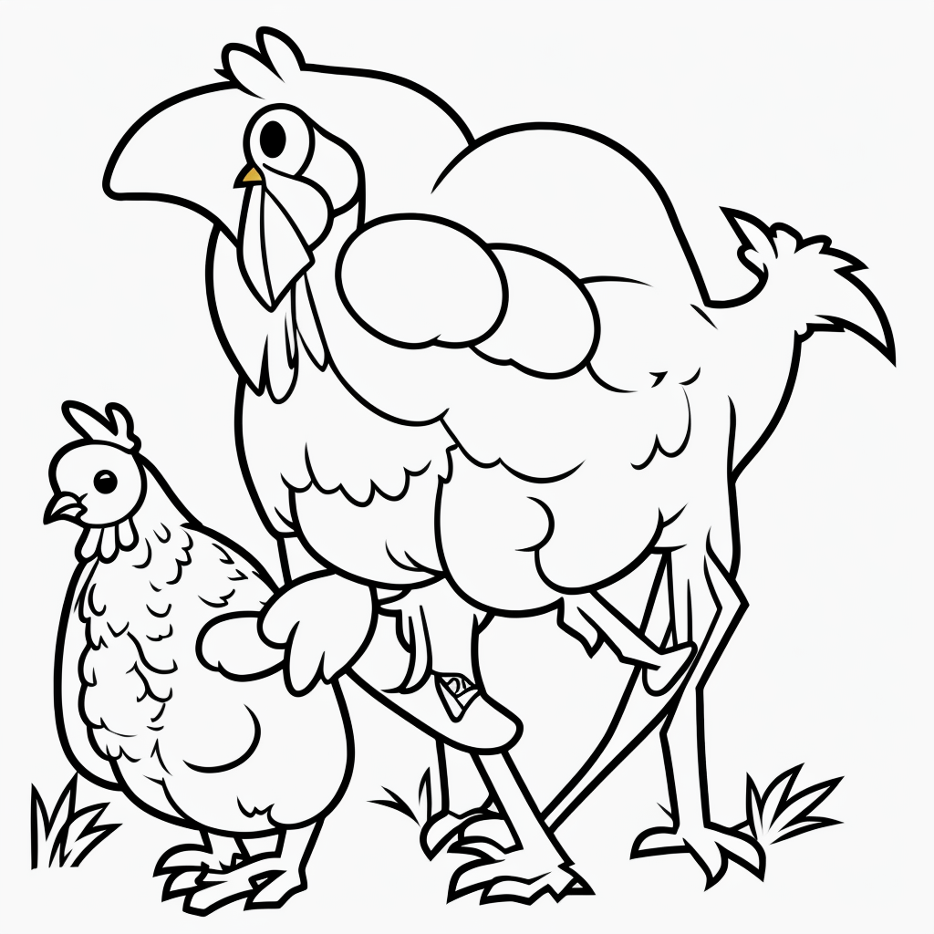Create Chicken Cartoon Line Art for Coloring Fun