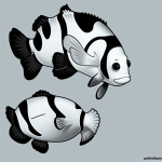 A simple line art of a clownfish in cartoon style, perfect for coloring books with black and white outlines and uncolored blank fill areas.