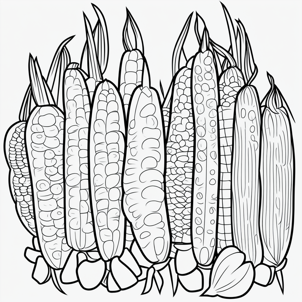 Corn Cob Cartoon Line Art for Coloring Book Fun
