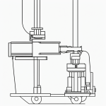 Black and white line art of a crane lifting a block, featuring clean outlines and blank fill areas, perfect for coloring book enthusiasts.