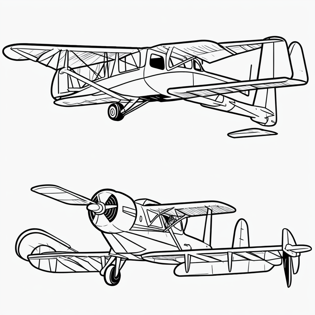 Explore Crop Duster Airplane Line Art for Coloring Fun