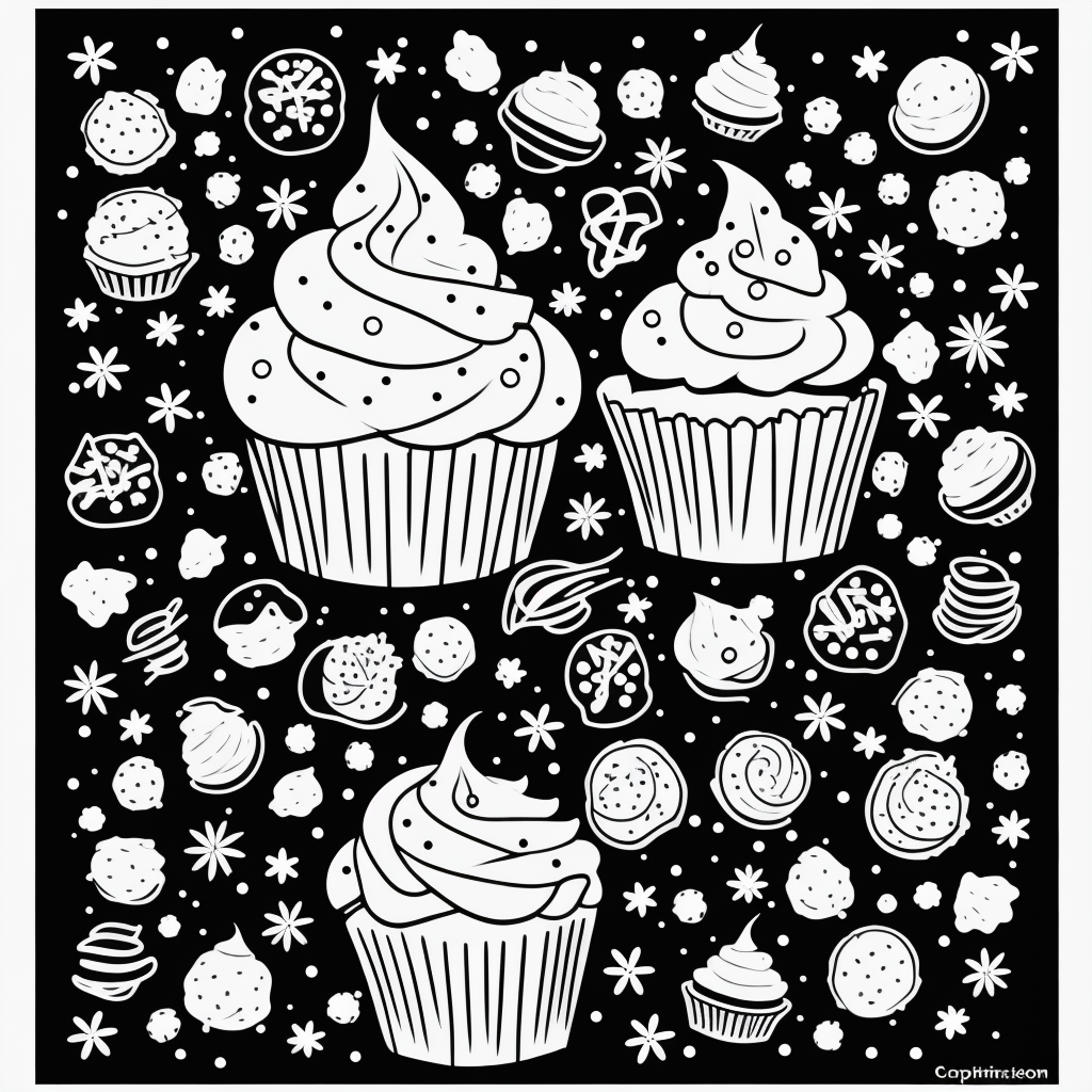 Explore Charming Cupcake with Sprinkles Line Art