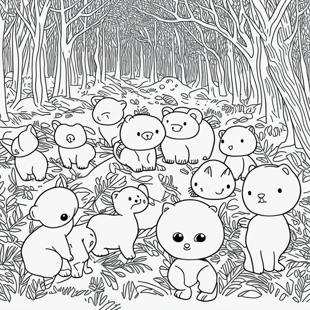 Adorable Baby Animals Forest Coloring Pages