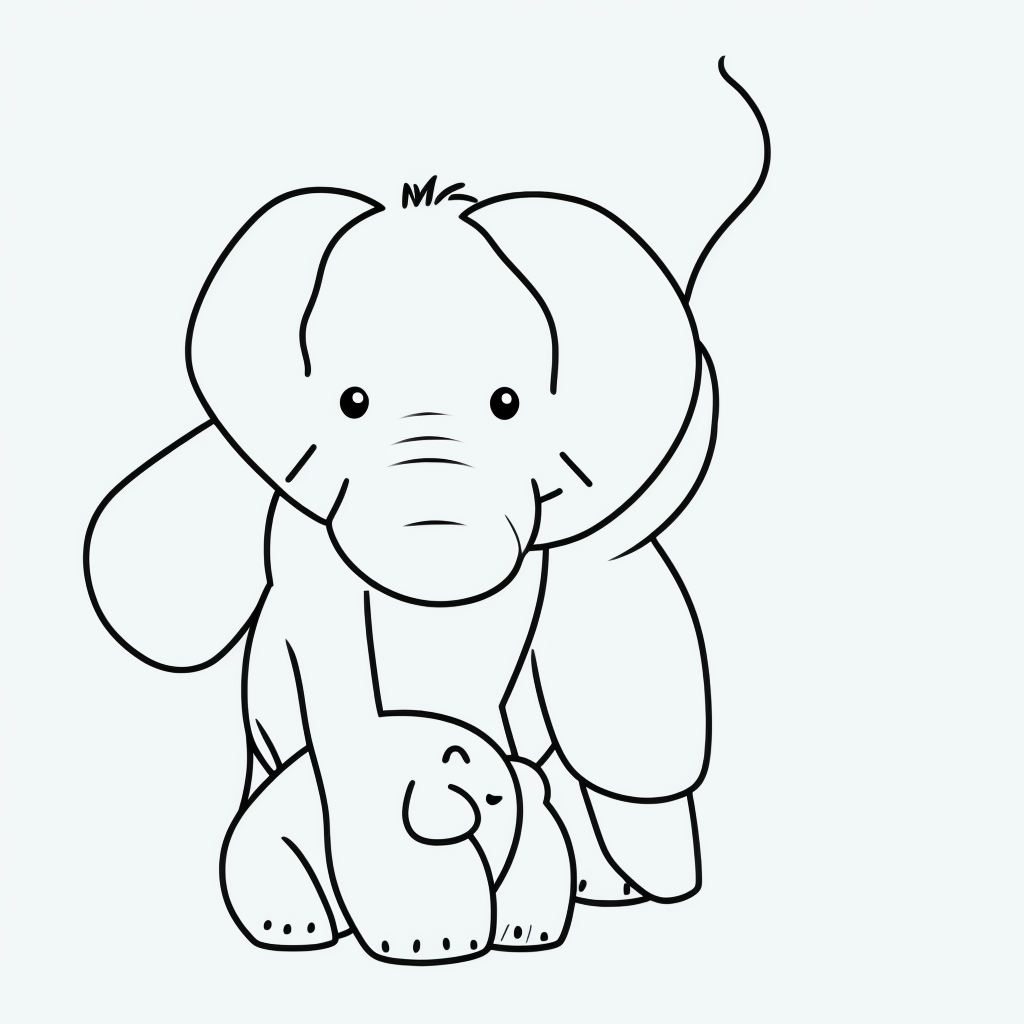Cute Baby Elephant Coloring Page for Kids