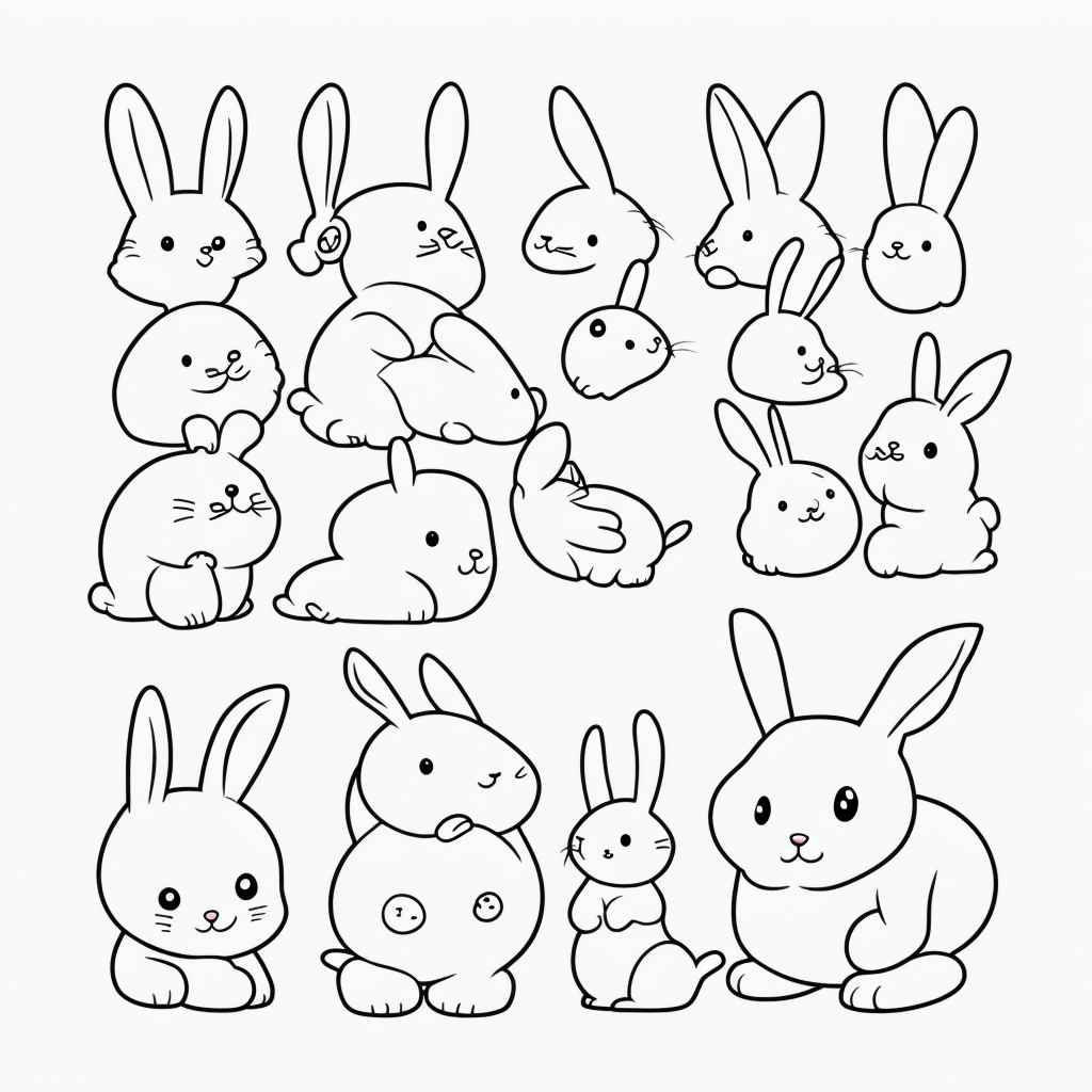 Adorable Bunny Line Art for Coloring Enthusiasts