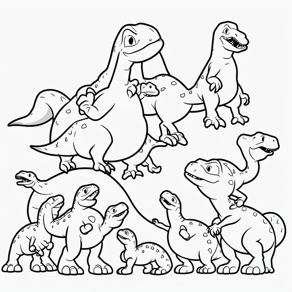 Cute Dinosaur Line Art for Coloring Book Fans