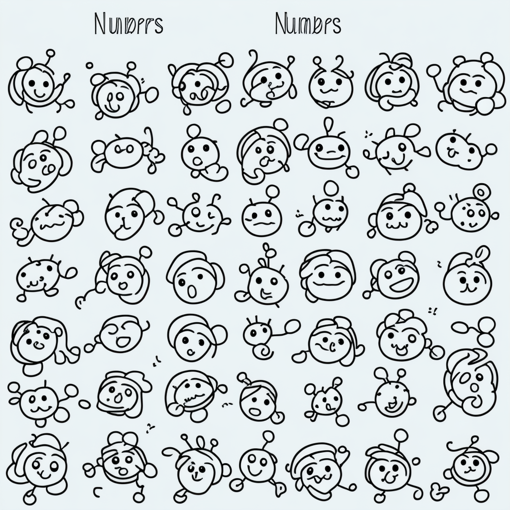 Adorable Line Art Numbers for Coloring Fun