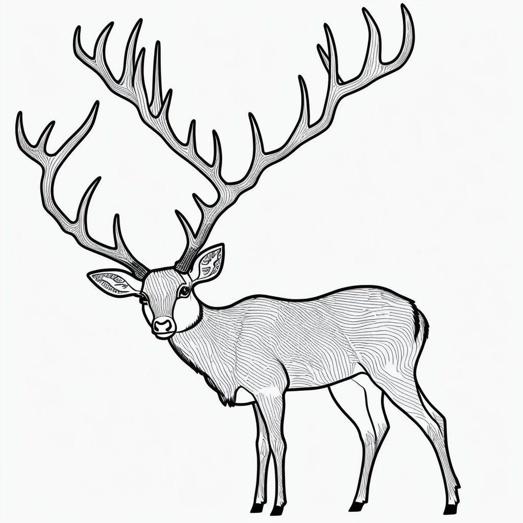 Explore Deer Antlers Line Art: Coloring Book Style