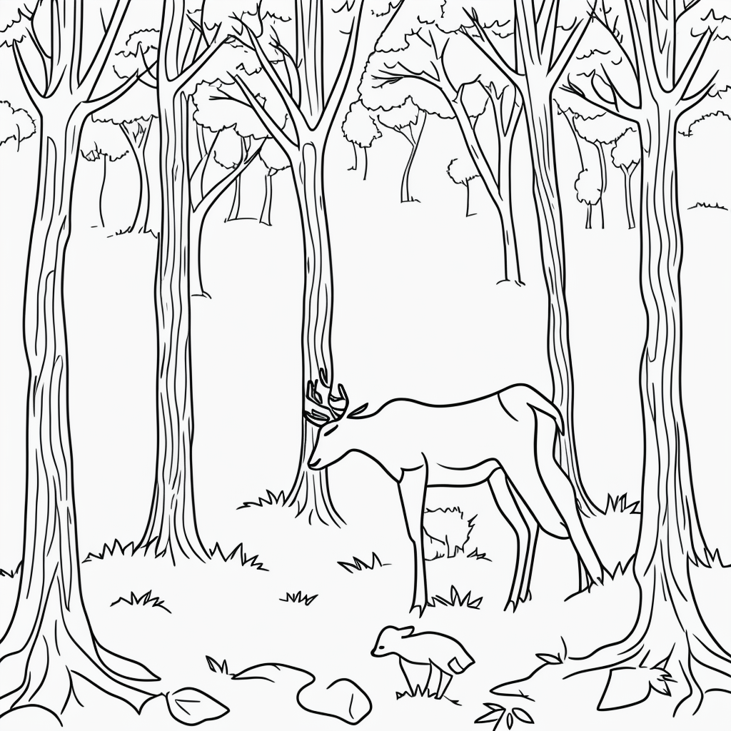 Captivating Deer Line Art for Children’s Coloring Fun