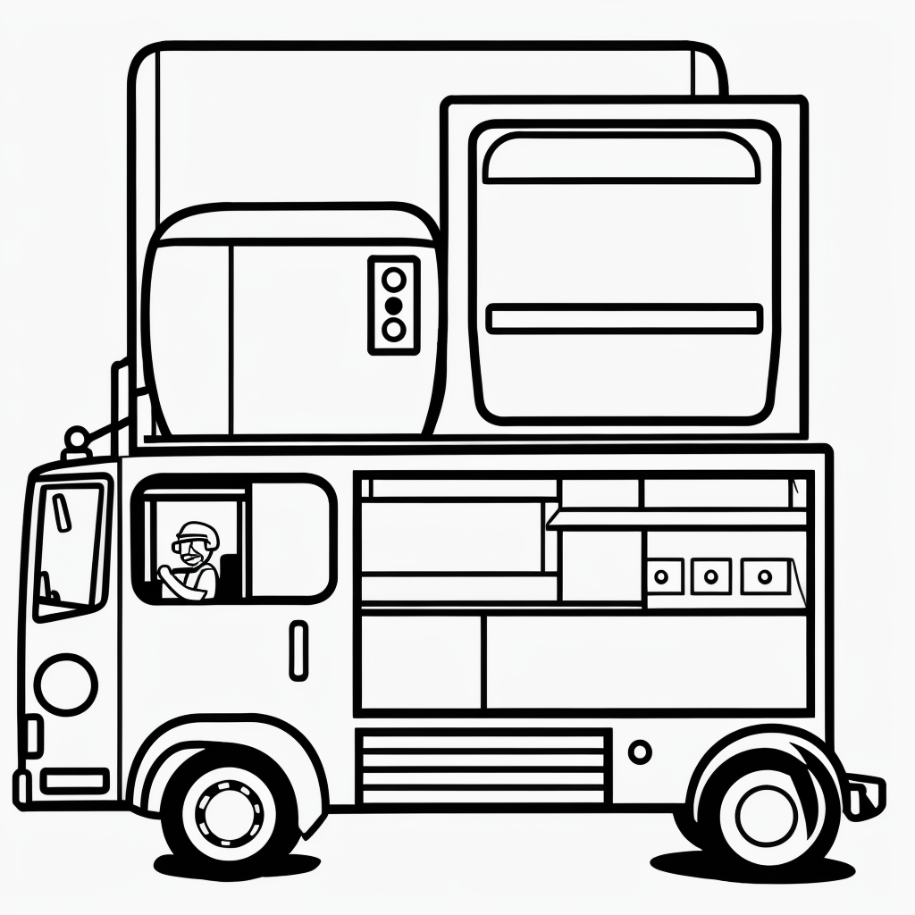 Explore Simple Delivery Truck Line Art for Coloring