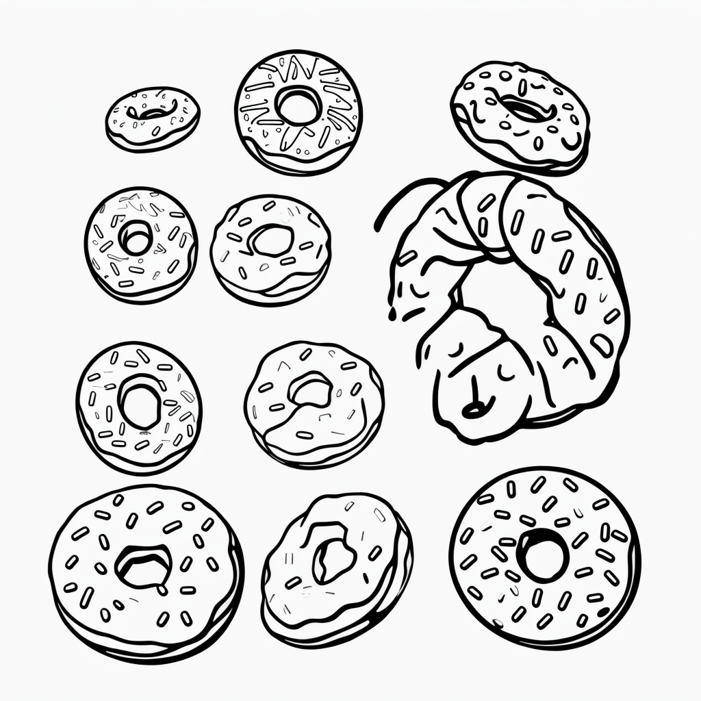 Explore Simple Donut Cartoon Line Art Designs