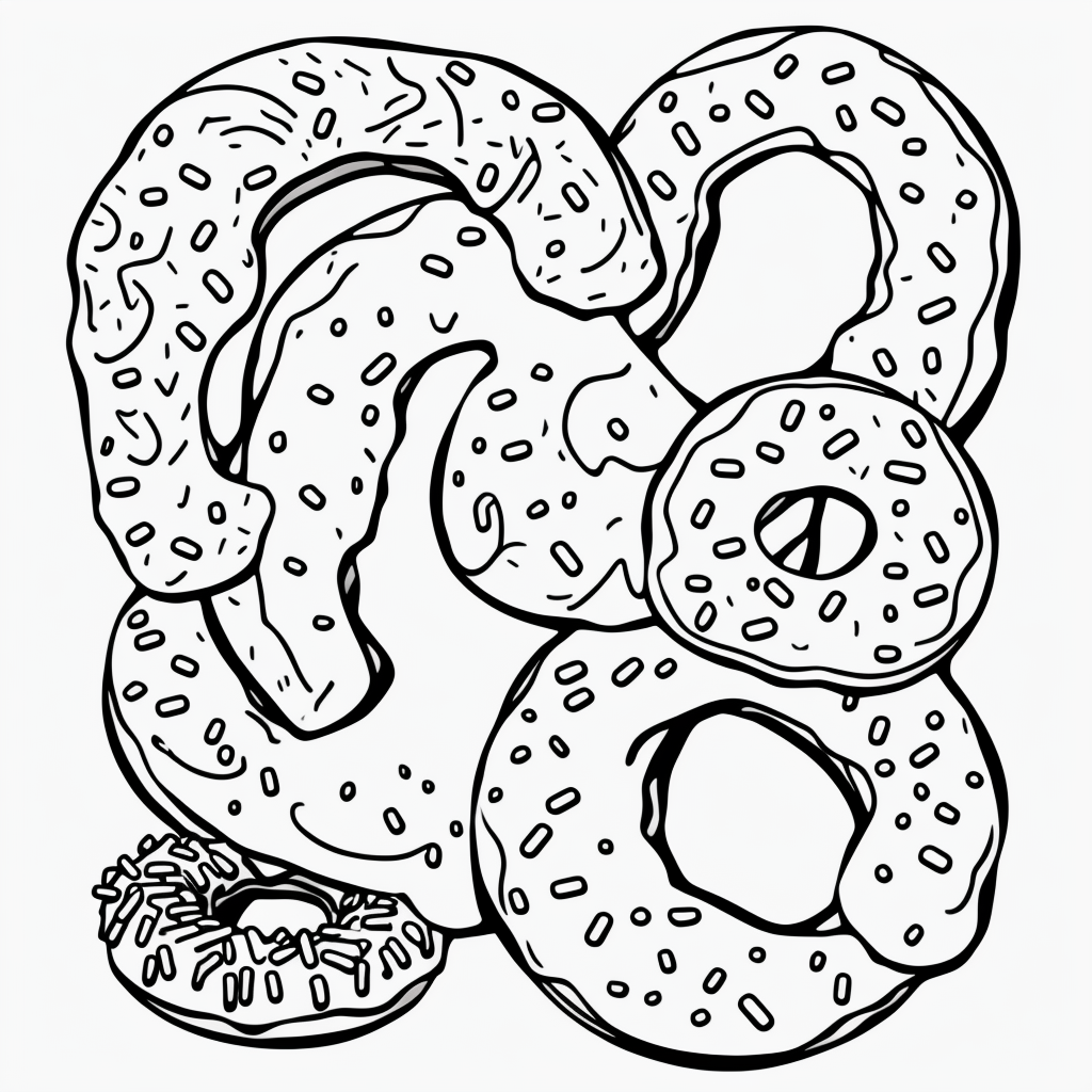 Explore Simple Donut Line Art for Coloring Fun