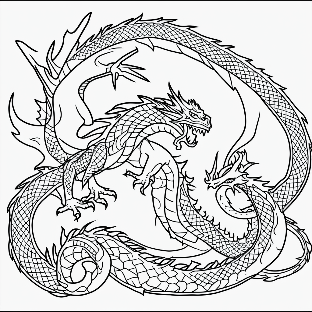 Dragon Breathing Tiny Flame: Coloring Book Line Art