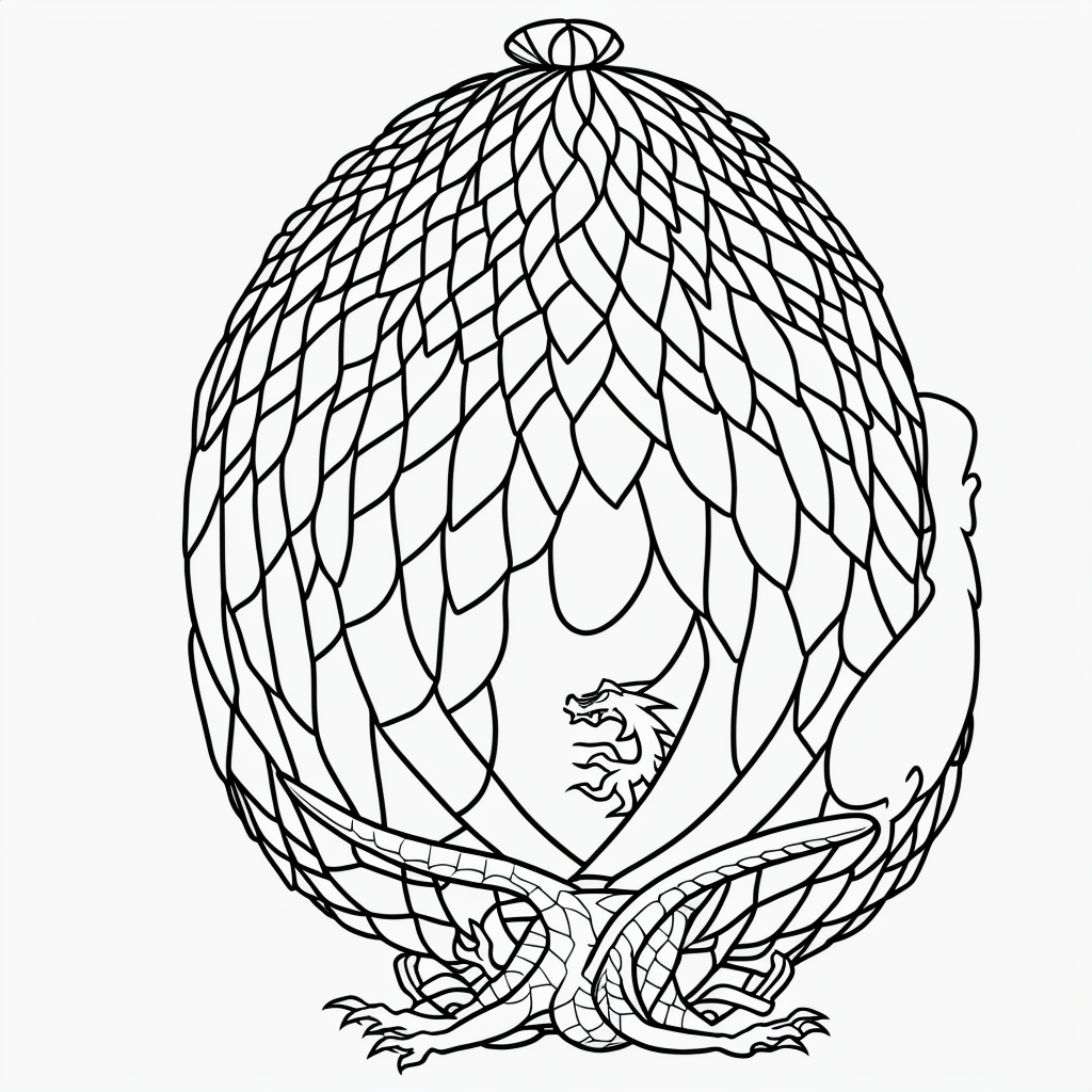 Dragon Egg Cartoon Coloring Book Style Line Art