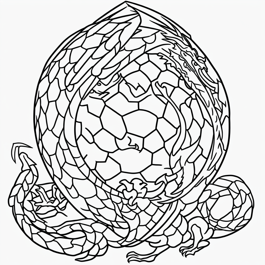 Explore Simple Dragon Egg Line Art for Coloring Fun