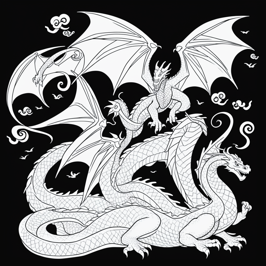 Dragon Line Art: Printable Coloring Page for Creativity