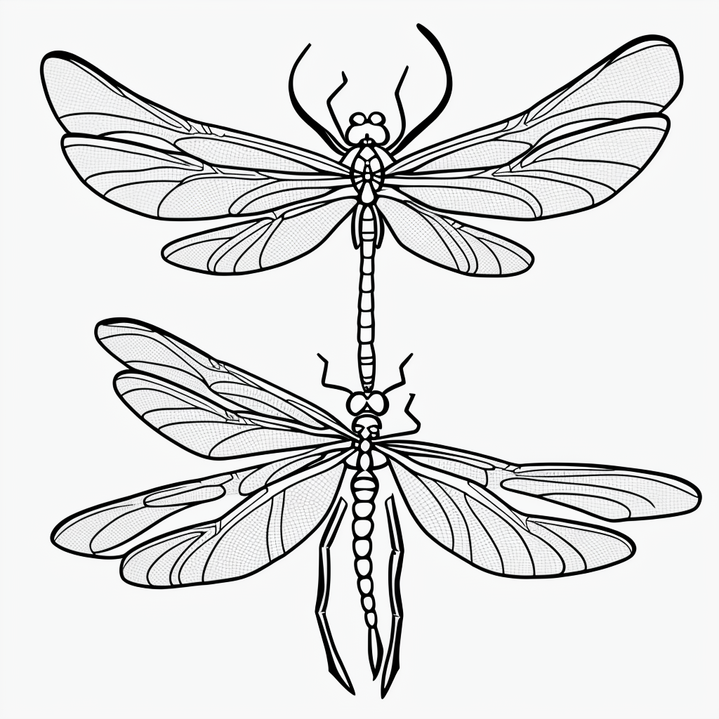 Dragonfly Cartoon Line Art for Coloring Book Fun