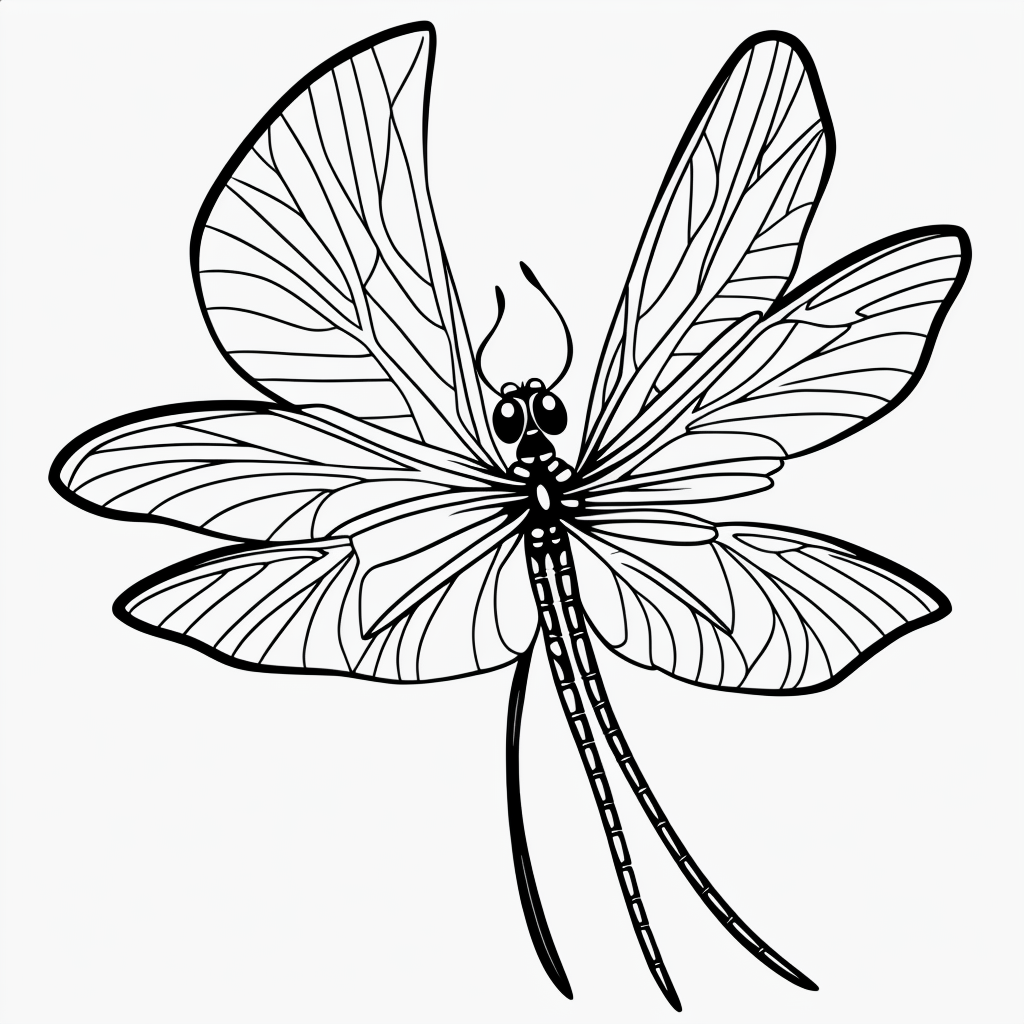 Explore Dragonfly Cartoon Line Art for Coloring Fun