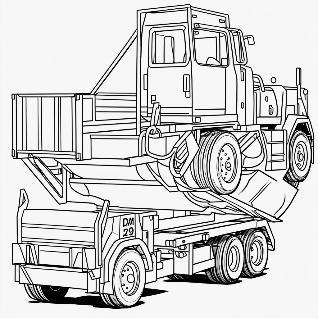Dump Truck Line Art for Coloring Enthusiasts