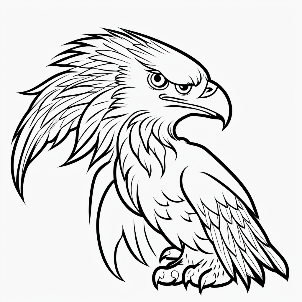 Eagle Cartoon Line Art for Coloring Books