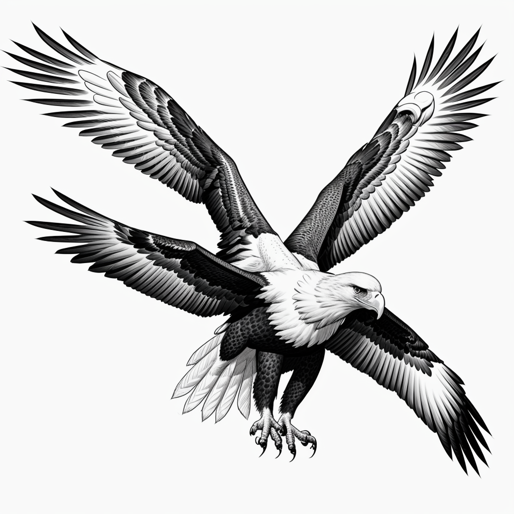 Eagle Flying Line Art: Coloring Book Style Designs