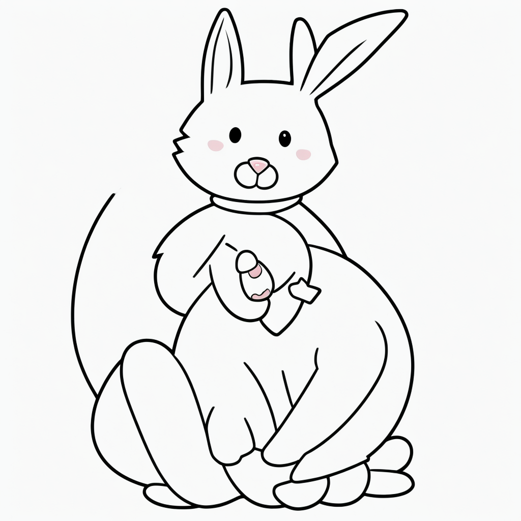 Easter Bunny and Eggs Line Art for Coloring Fun
