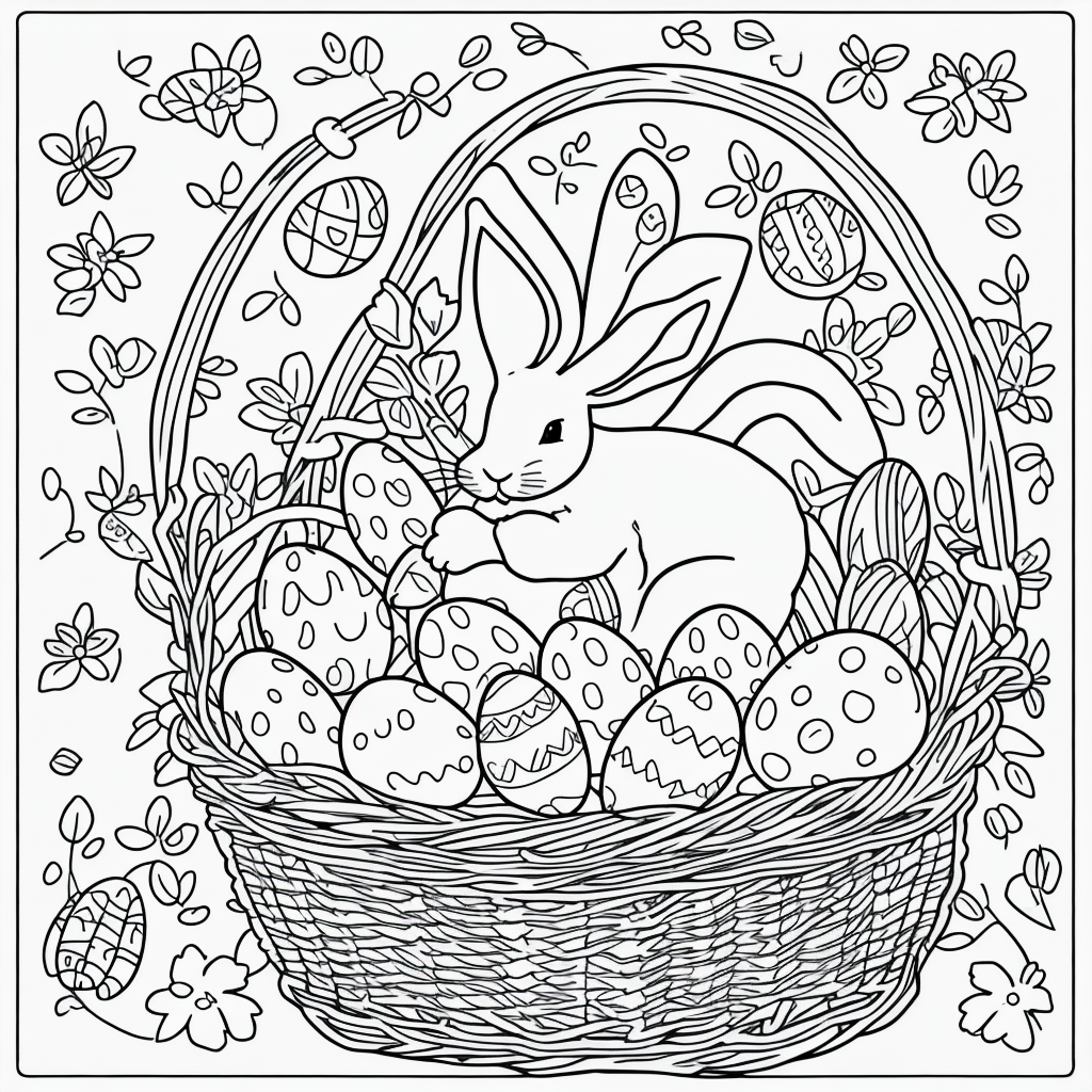 Easter Bunny Coloring Book: Eggs and Basket Fun