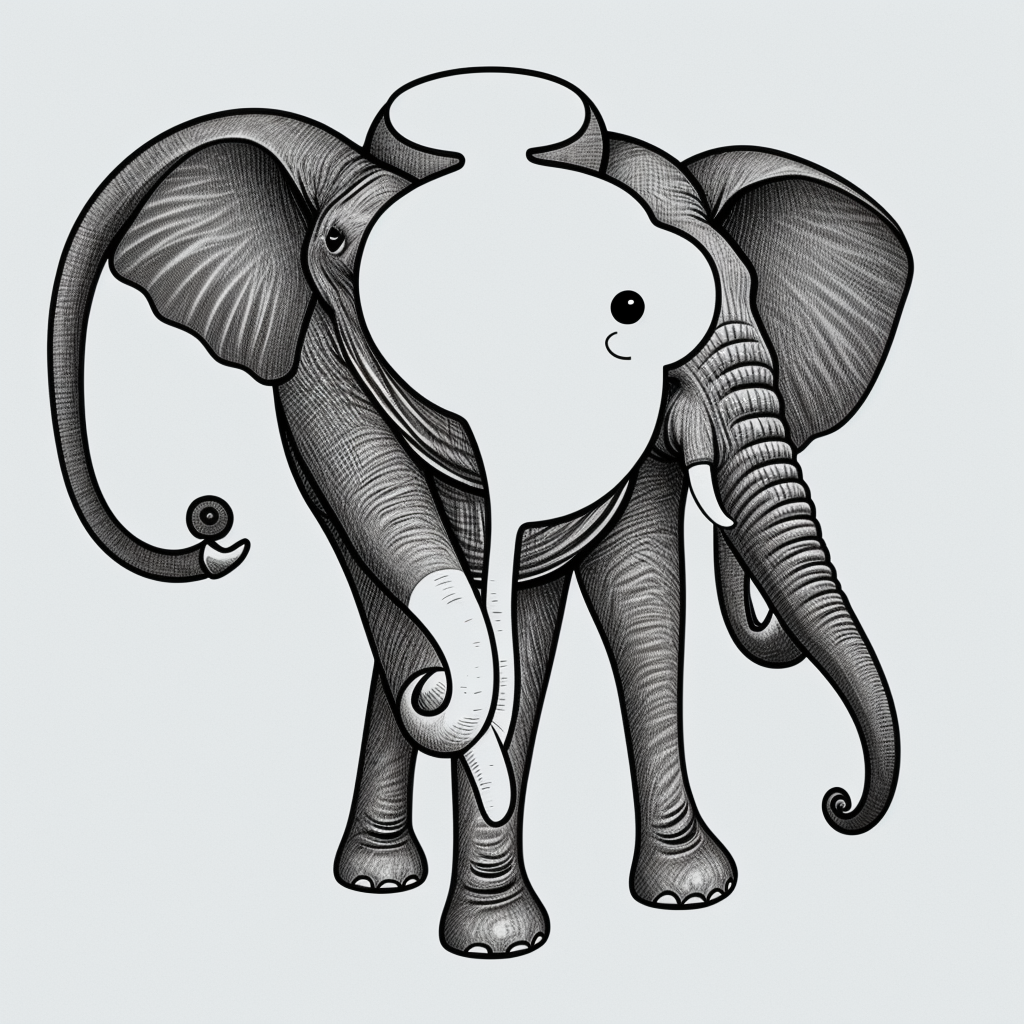 Explore Elephant Cartoon Line Art for Coloring Fun