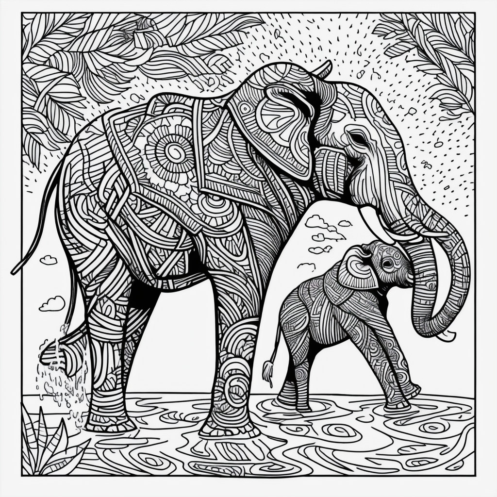 Creative Elephant Coloring Book Illustration Ideas