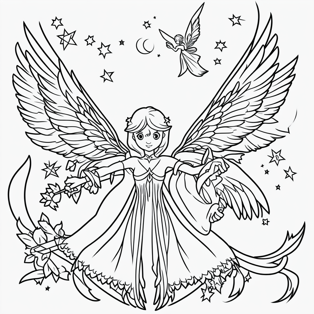 Enchanting Fairy Line Art for Coloring Book Lovers