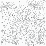 Black and white vector line art of a fairy sprinkling magic dust in a minimal, bold outline style, perfect for children's printable coloring pages.