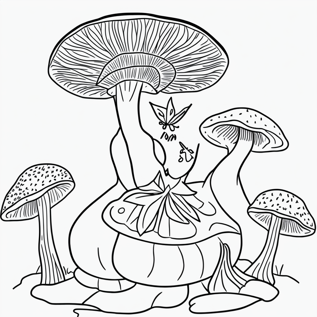 Charming Fairy on Mushroom: Printable Coloring Page