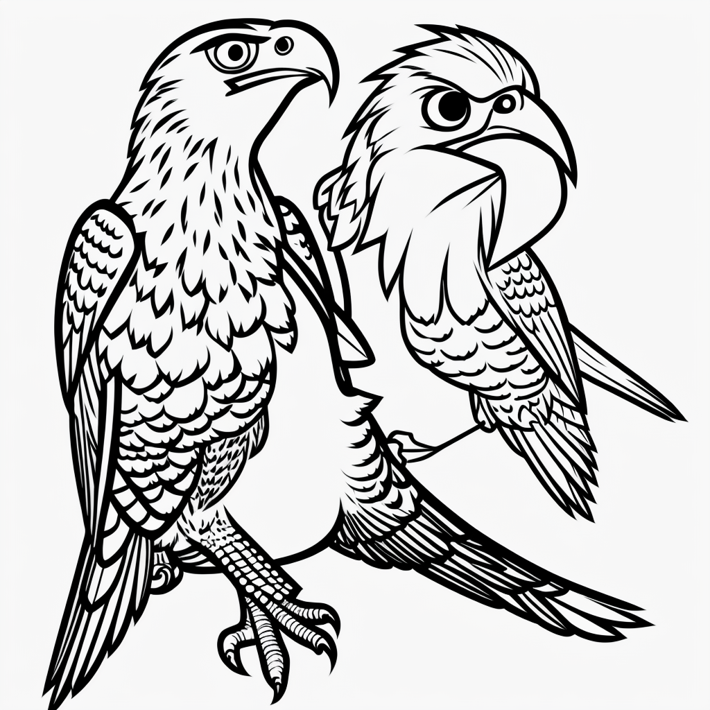 Simple Falcon Cartoon Line Art for Coloring Fun