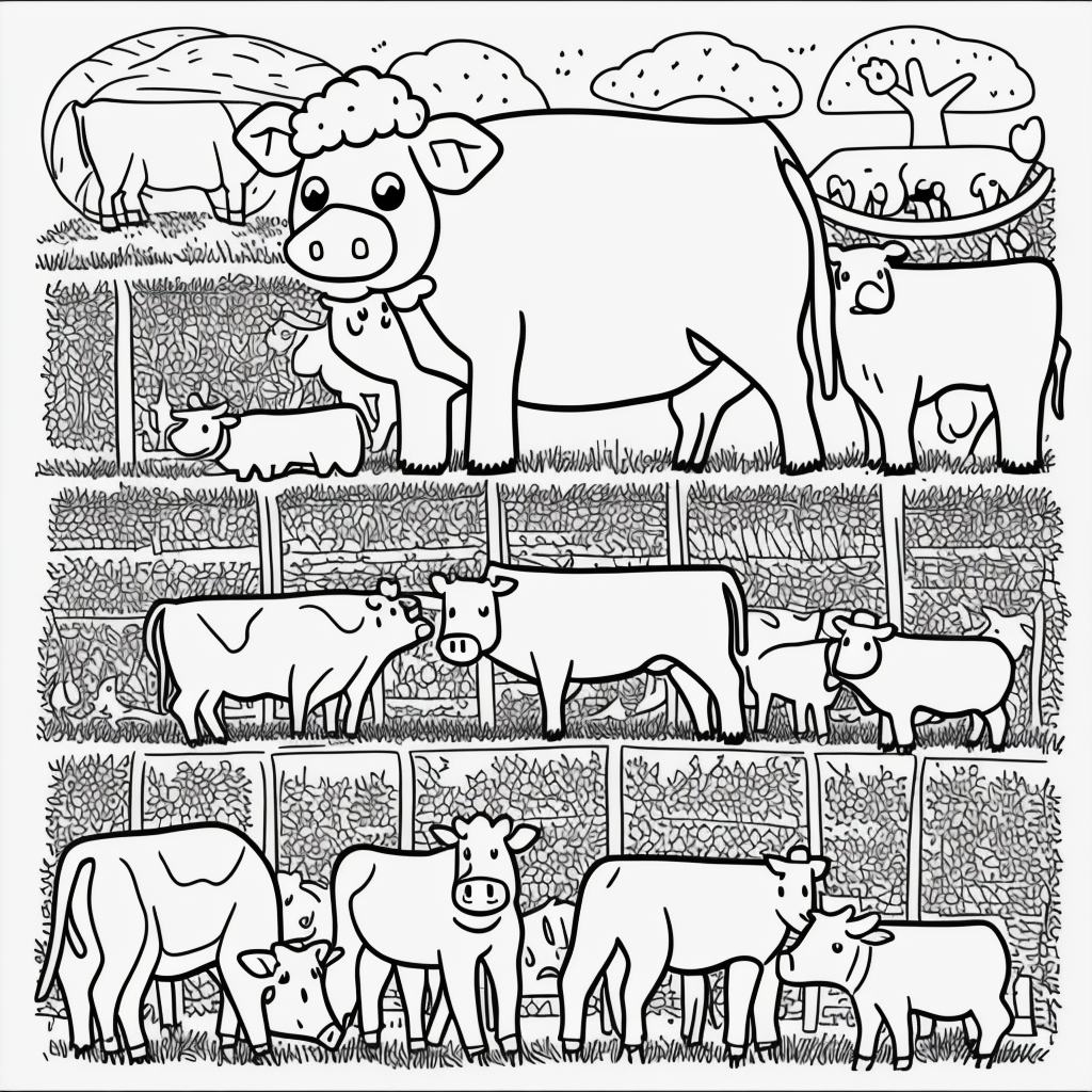 Farm Animal Coloring: Simple Outlines for Kids
