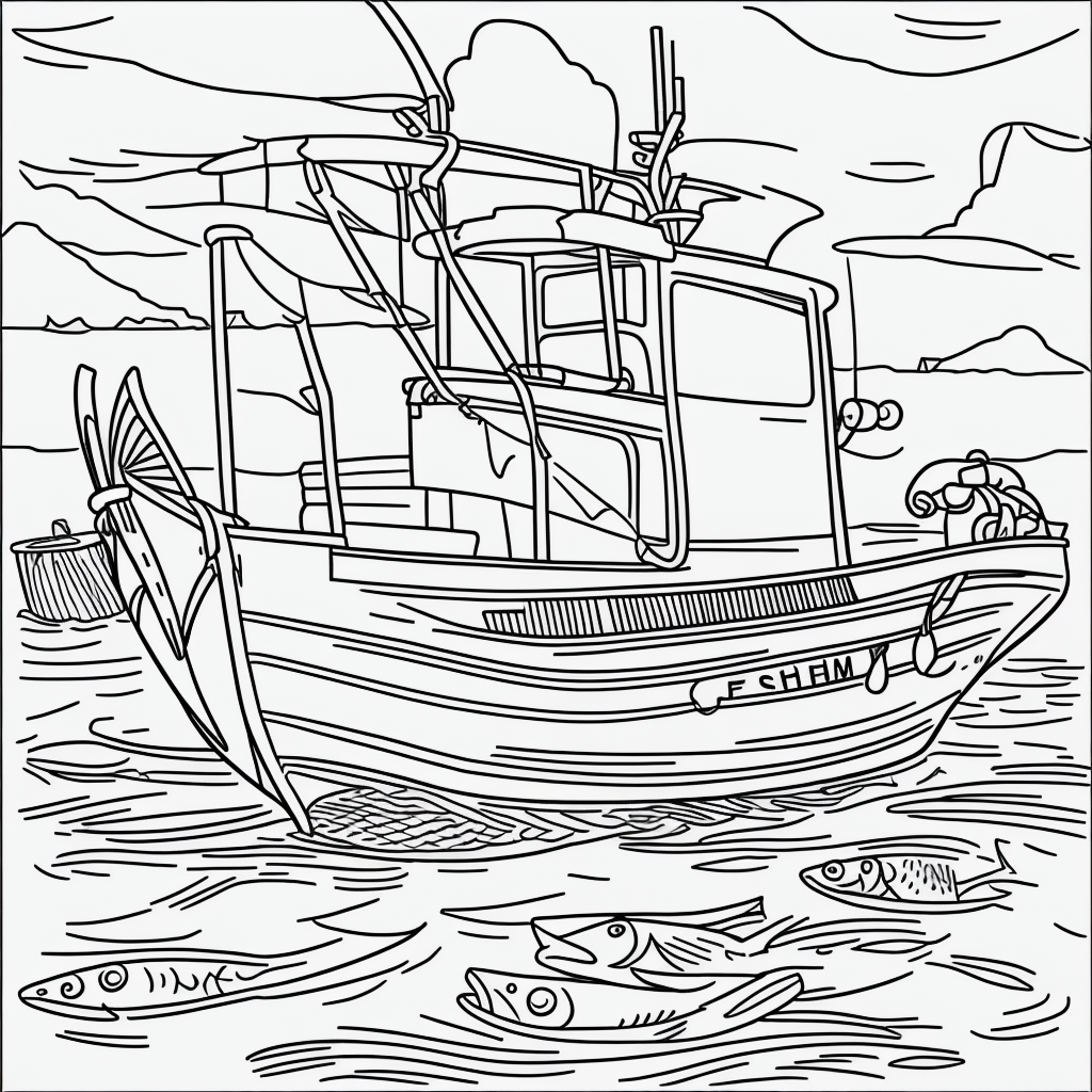Explore Simple Fishing Boat Cartoons for Coloring Fun