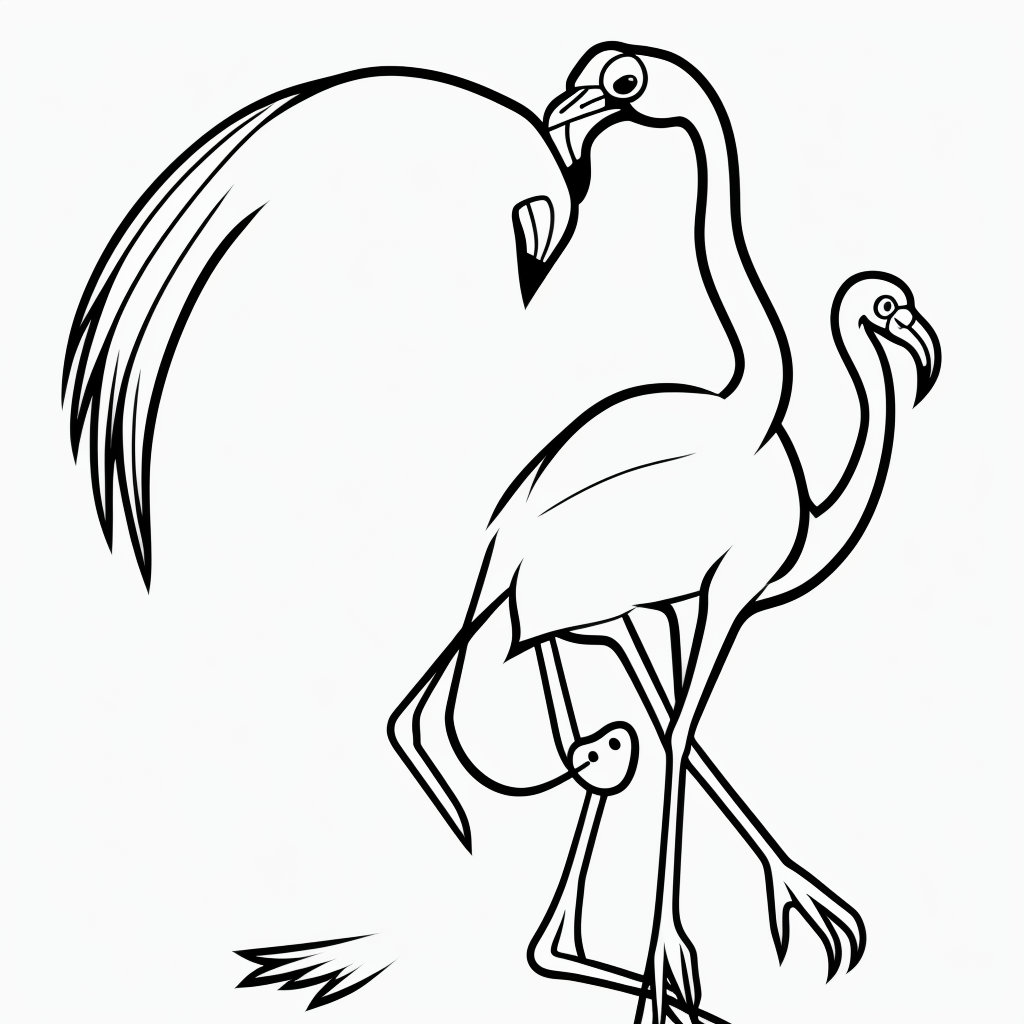 Explore Flamingo Cartoon Outlines for Coloring Fun