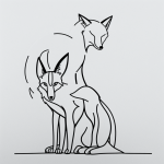 A simple black-and-white fox cartoon line art, featuring clean outlines and blank fill areas, ideal for coloring enthusiasts.