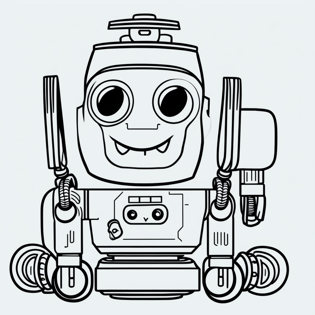 Explore Friendly Robot Line Art for Coloring Fun