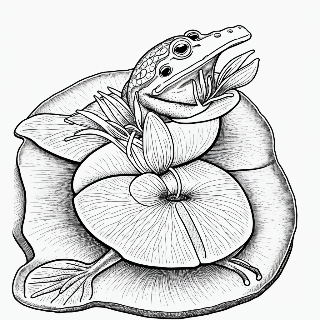 Frog on Lily Pad: Outline Art Coloring Inspiration
