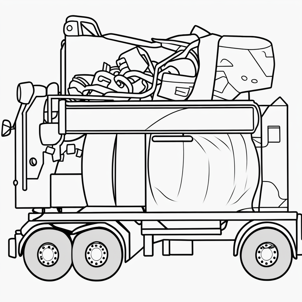 Explore Garbage Truck Line Art for Coloring Fun