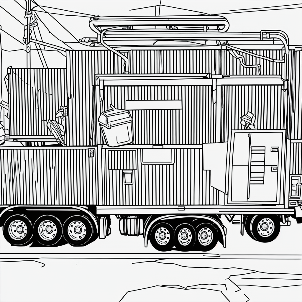 Garbage Truck Line Art for Coloring Fun