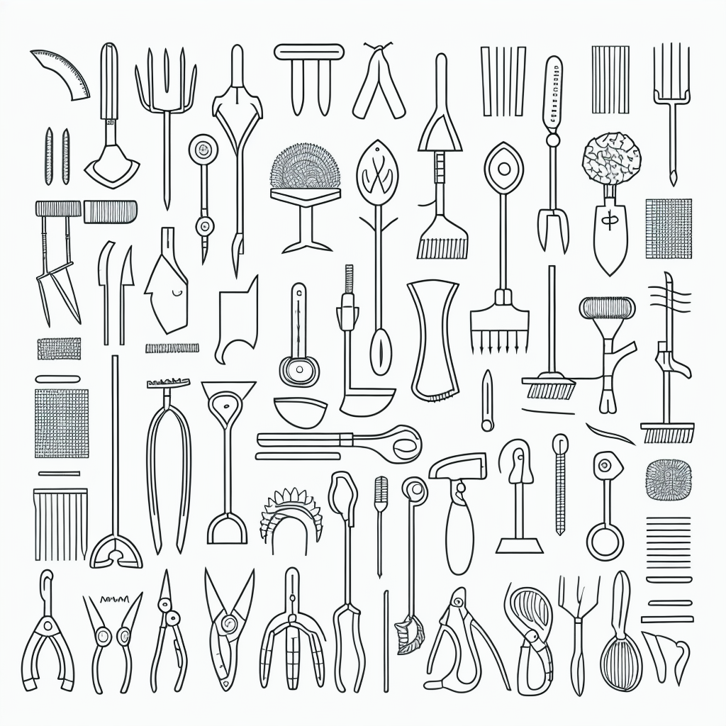 Explore Garden Tools Line Art: Perfect for Coloring
