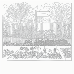 A black and white line art illustration of garden vegetables, featuring simple outlines and blank fill areas, perfect for coloring book enthusiasts.