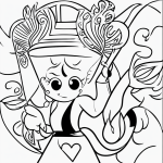 Simple black and white vector line art of a genie emerging from a lamp, designed for children's printable coloring pages with bold, clean outlines.