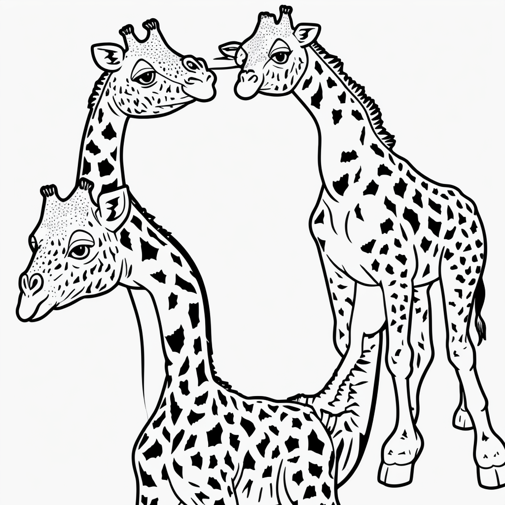 Giraffe Cartoon Line Art for Fun Coloring Book Adventures