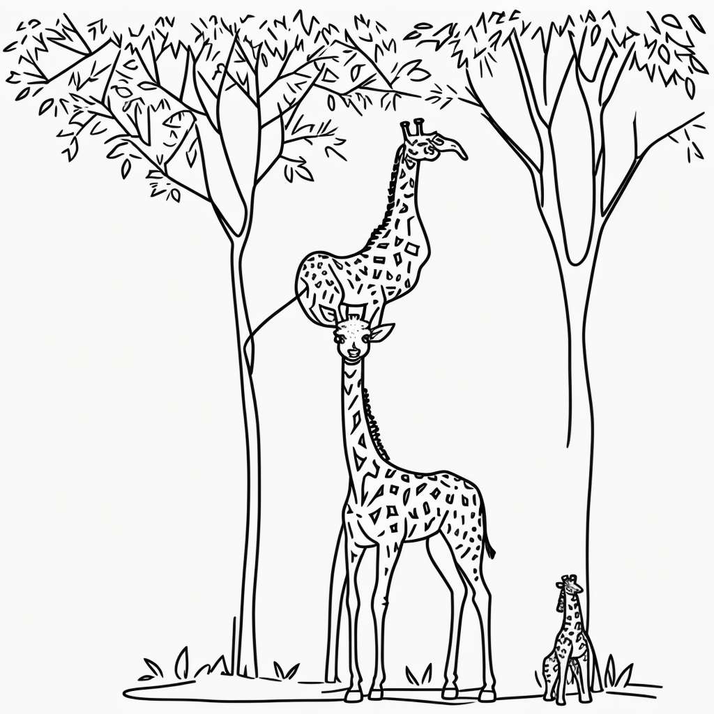 Giraffe Line Art: Simple Black and White Coloring Page