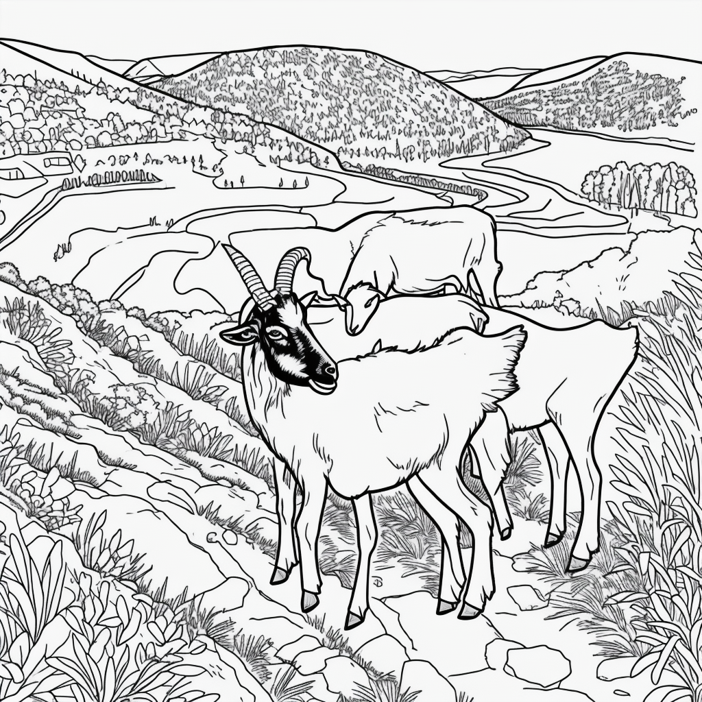 Explore Goat Adventures: Black & White Coloring Fun