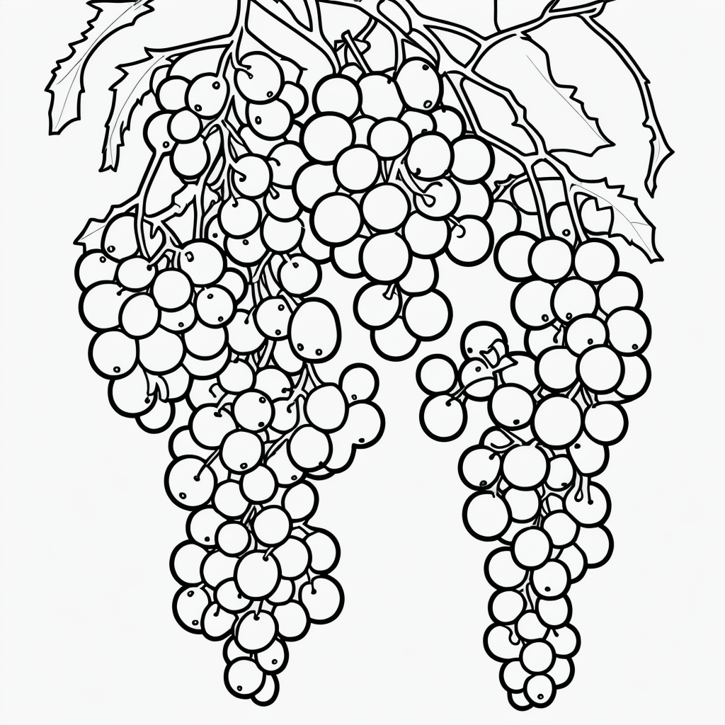 Explore Grapes Cartoon Line Art for Coloring Fun