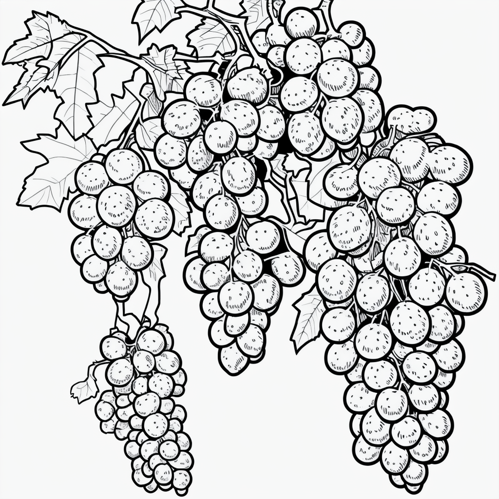 Grapes Cartoon: Simple Line Art for Coloring Fun